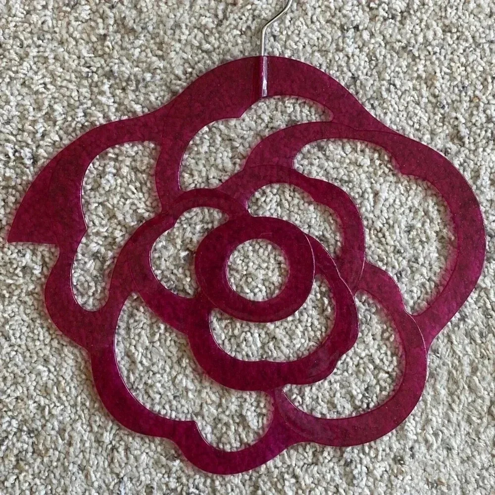 9 Holes Hanger Multifunctional Scarf Wardrobe Organizer Hanger Pink Rose Shaped